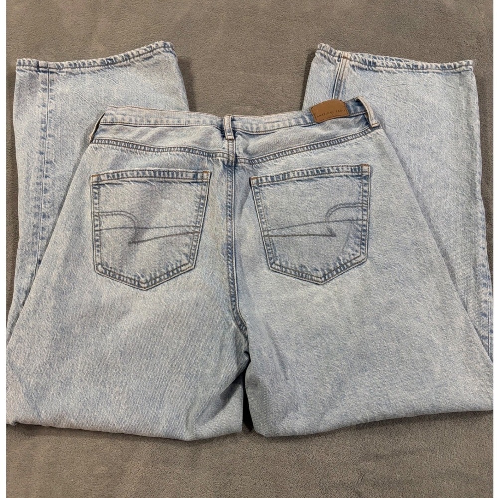 American Eagle 90s Wide Leg Jeans Light Wash Denim High Waisted 33x28.5